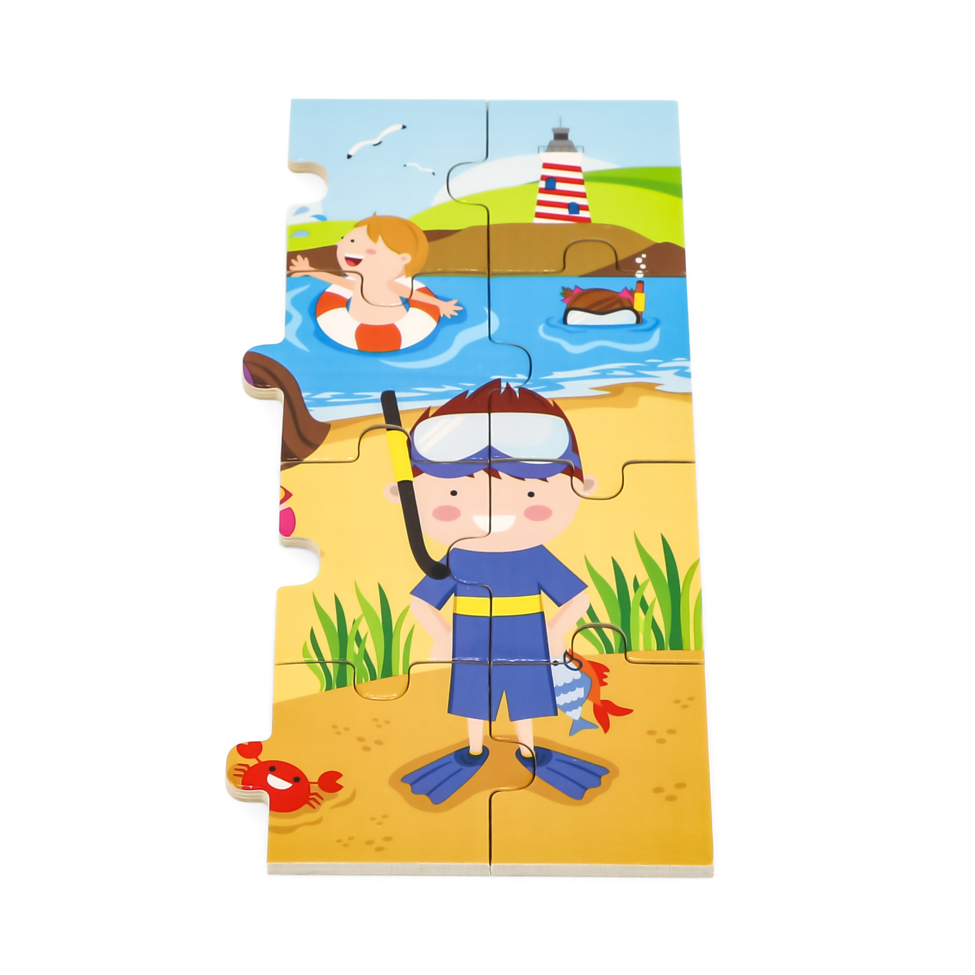 لعبة أحجية الصور المقطوعة الصيفية الموسمية من فيجا، مكونة من 24 قطعة، لعبة مونتيسوري الخشبية، تنمي المهارات الحسية والإدراكية والحركية الدقيقة، لعبة تعليمية للأطفال غير سامة وصديقة للبيئة، مناسبة للأطفال من عمر سنتين فما فوق