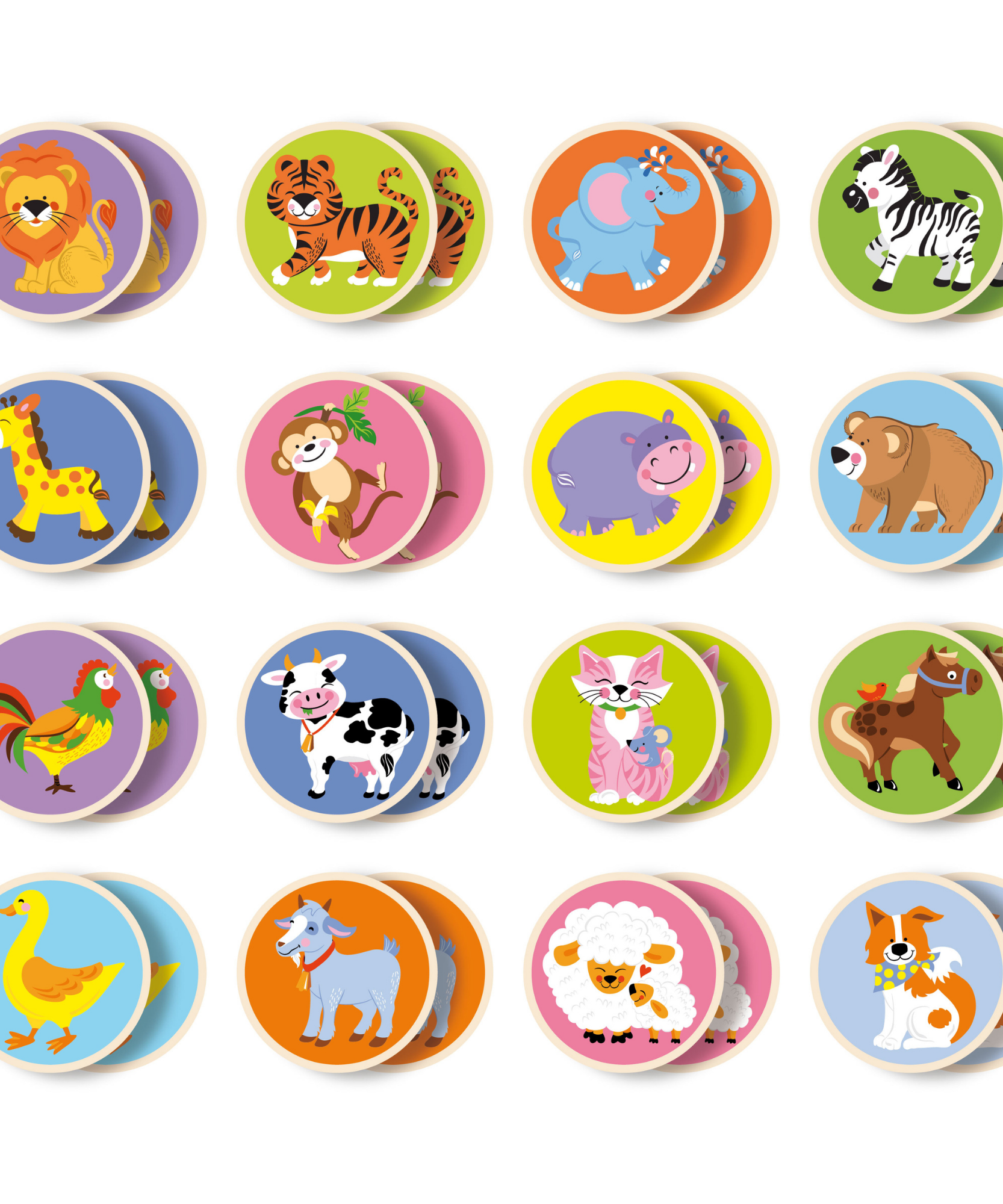 لعبة ذاكرة الحيوانات من فيجا، أحجية مطابقة من 36 قطعة، لعبة مونتيسوري خشبية، تُنمّي مهارات الإدراك والذاكرة والتركيز، لعبة تعليمية صديقة للبيئة مع صندوق تخزين، للأولاد والبنات من عمر 3 سنوات فما فوق