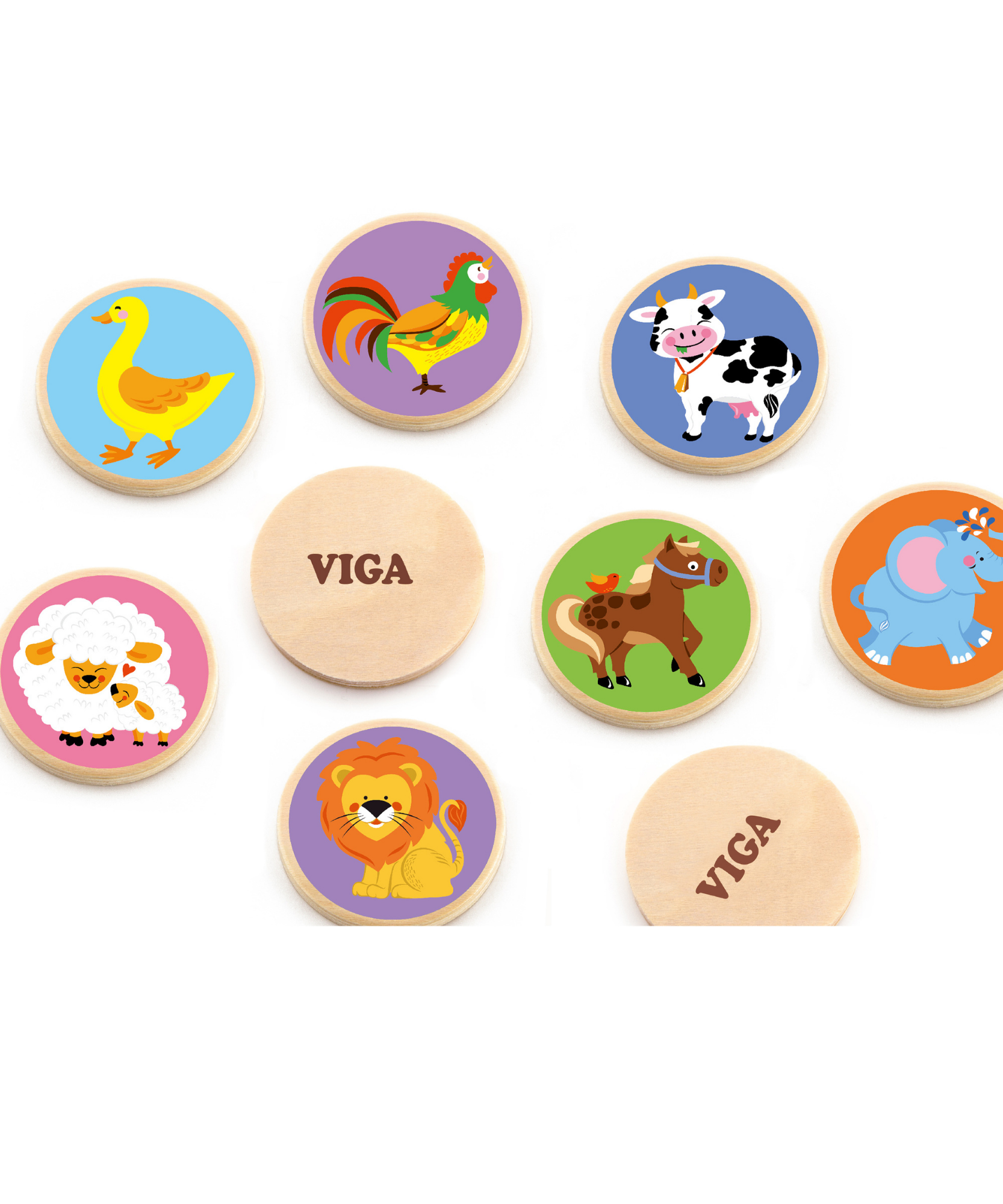 لعبة ذاكرة الحيوانات من فيجا، أحجية مطابقة من 36 قطعة، لعبة مونتيسوري خشبية، تُنمّي مهارات الإدراك والذاكرة والتركيز، لعبة تعليمية صديقة للبيئة مع صندوق تخزين، للأولاد والبنات من عمر 3 سنوات فما فوق