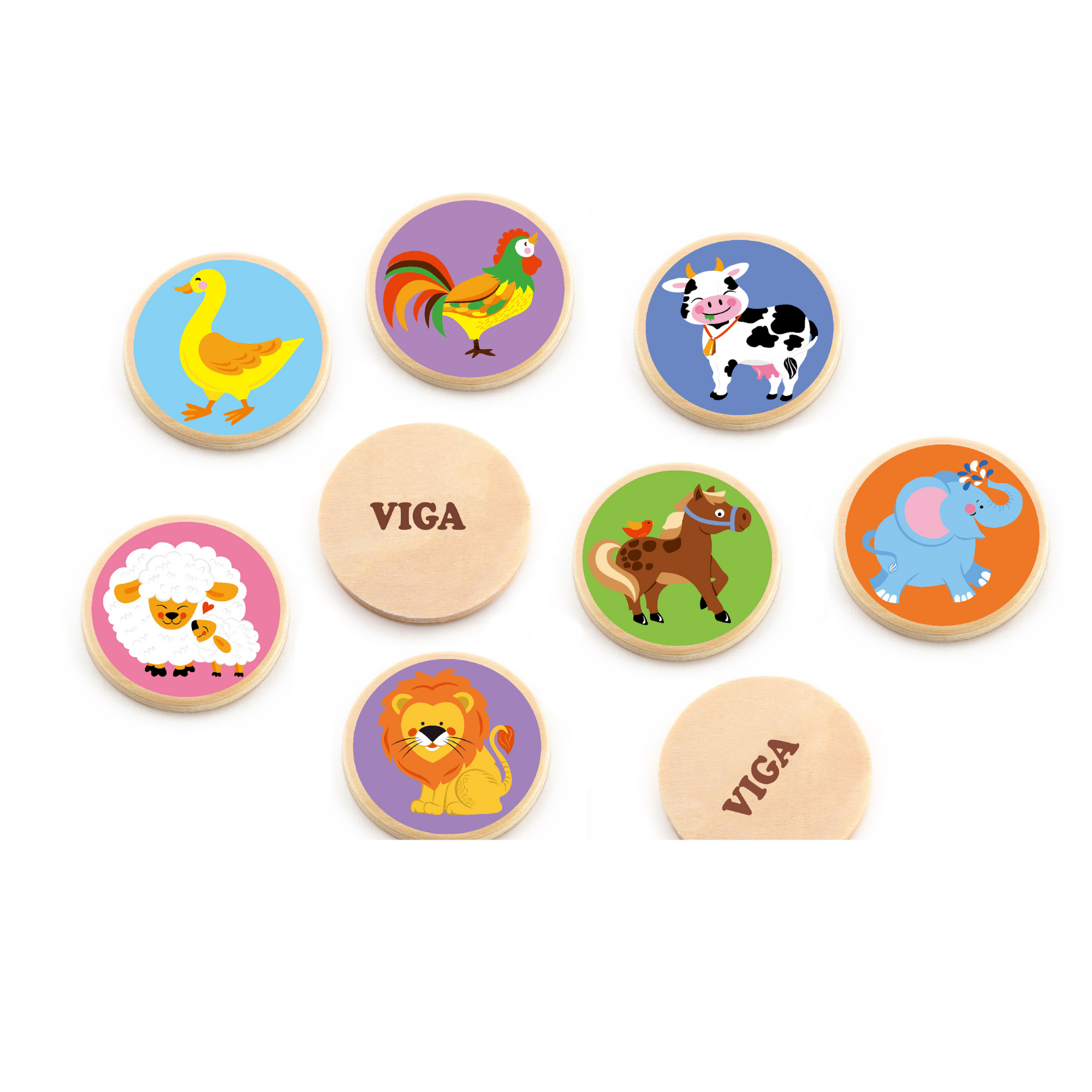 لعبة ذاكرة الحيوانات من فيجا، أحجية مطابقة من 36 قطعة، لعبة مونتيسوري خشبية، تُنمّي مهارات الإدراك والذاكرة والتركيز، لعبة تعليمية صديقة للبيئة مع صندوق تخزين، للأولاد والبنات من عمر 3 سنوات فما فوق
