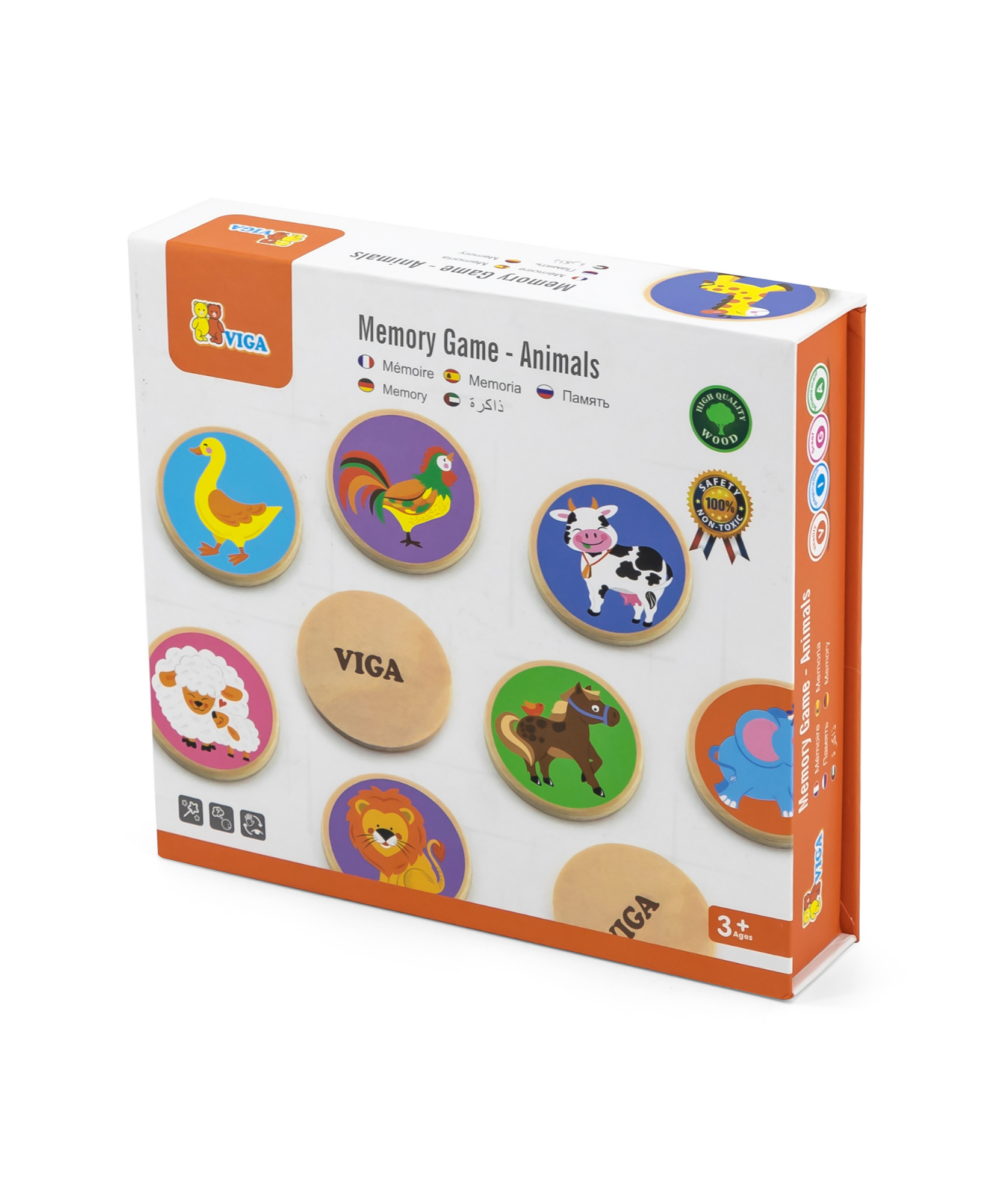 لعبة ذاكرة الحيوانات من فيجا، أحجية مطابقة من 36 قطعة، لعبة مونتيسوري خشبية، تُنمّي مهارات الإدراك والذاكرة والتركيز، لعبة تعليمية صديقة للبيئة مع صندوق تخزين، للأولاد والبنات من عمر 3 سنوات فما فوق