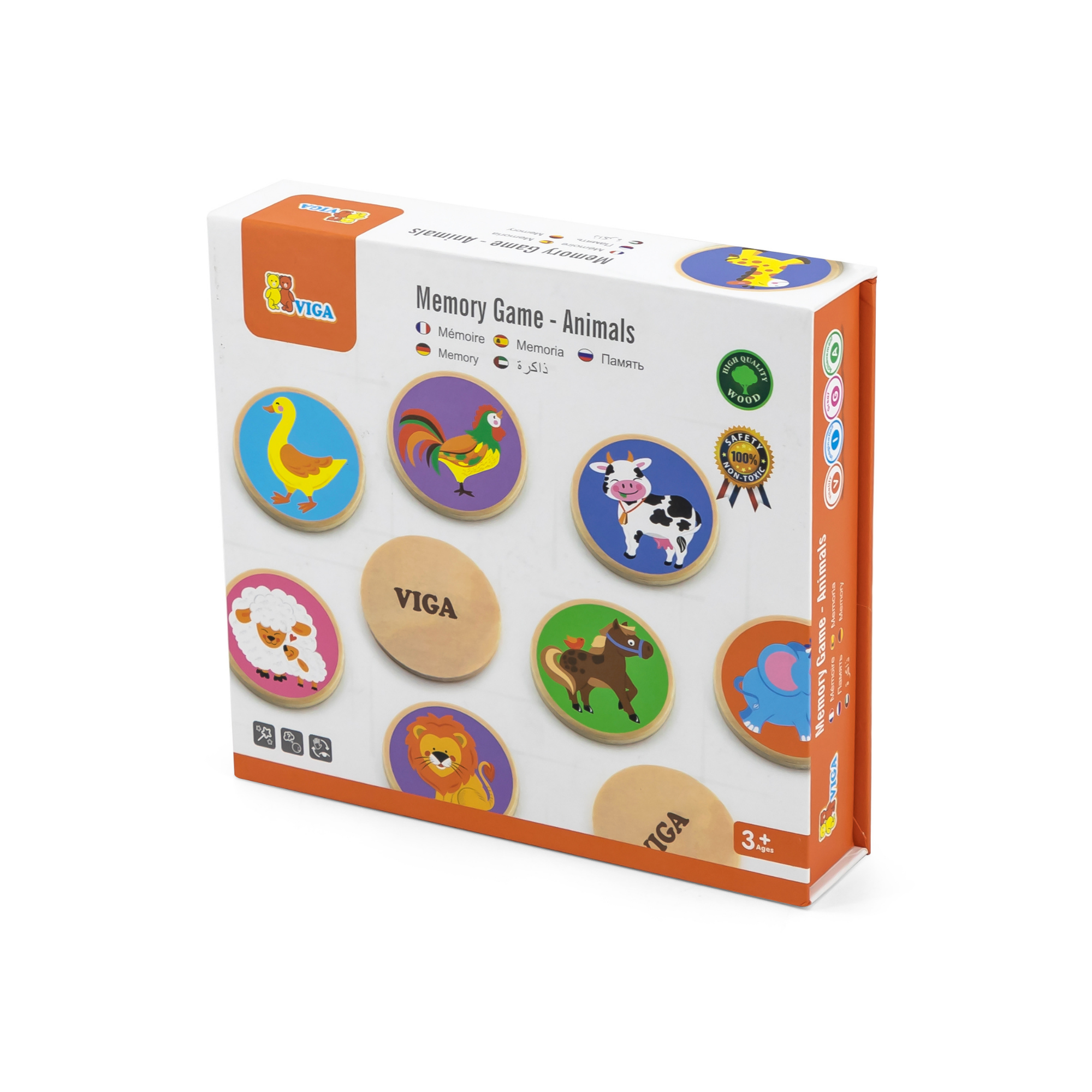 لعبة ذاكرة الحيوانات من فيجا، أحجية مطابقة من 36 قطعة، لعبة مونتيسوري خشبية، تُنمّي مهارات الإدراك والذاكرة والتركيز، لعبة تعليمية صديقة للبيئة مع صندوق تخزين، للأولاد والبنات من عمر 3 سنوات فما فوق