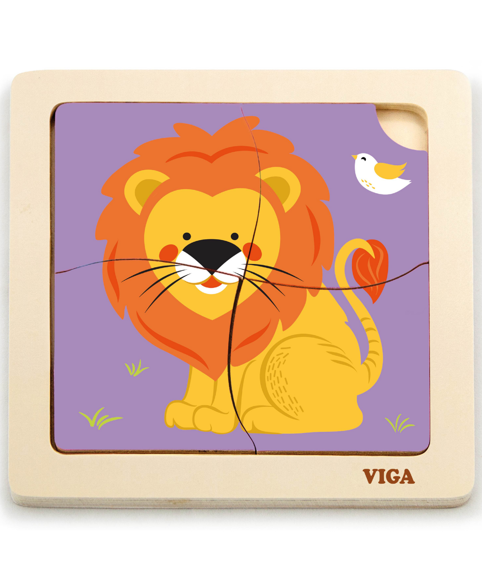 لعبة فيجا ليون، أحجية مكعبات من 4 قطع، لعبة مونتيسوري الخشبية، تنمي المهارات الحسية والإدراكية والحركية الدقيقة، لعبة تعليمية للأطفال غير سامة وصديقة للبيئة، مناسبة للأولاد والبنات من سن 12 شهرًا فما فوق