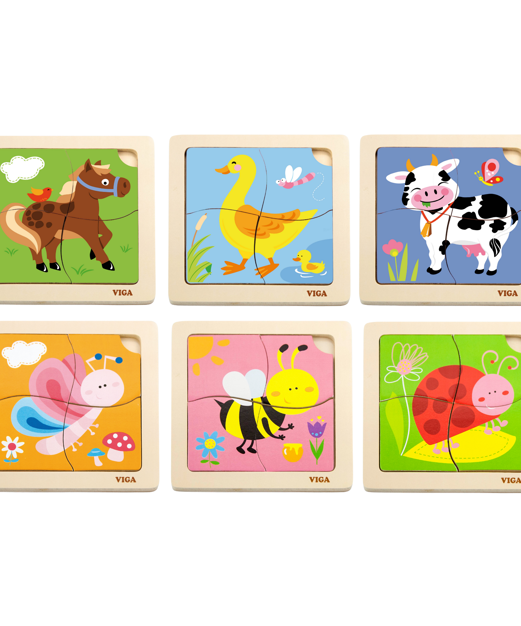 مجموعة فيجا من 12 قطعة أحجية مكعبات من 4 قطع، لعبة مونتيسوري الخشبية، تنمي المهارات الحسية والإدراكية والحركية الدقيقة، لعبة تعليمية للأطفال غير سامة وصديقة للبيئة، مناسبة للأولاد والبنات من سن 18 شهرًا فما فوق