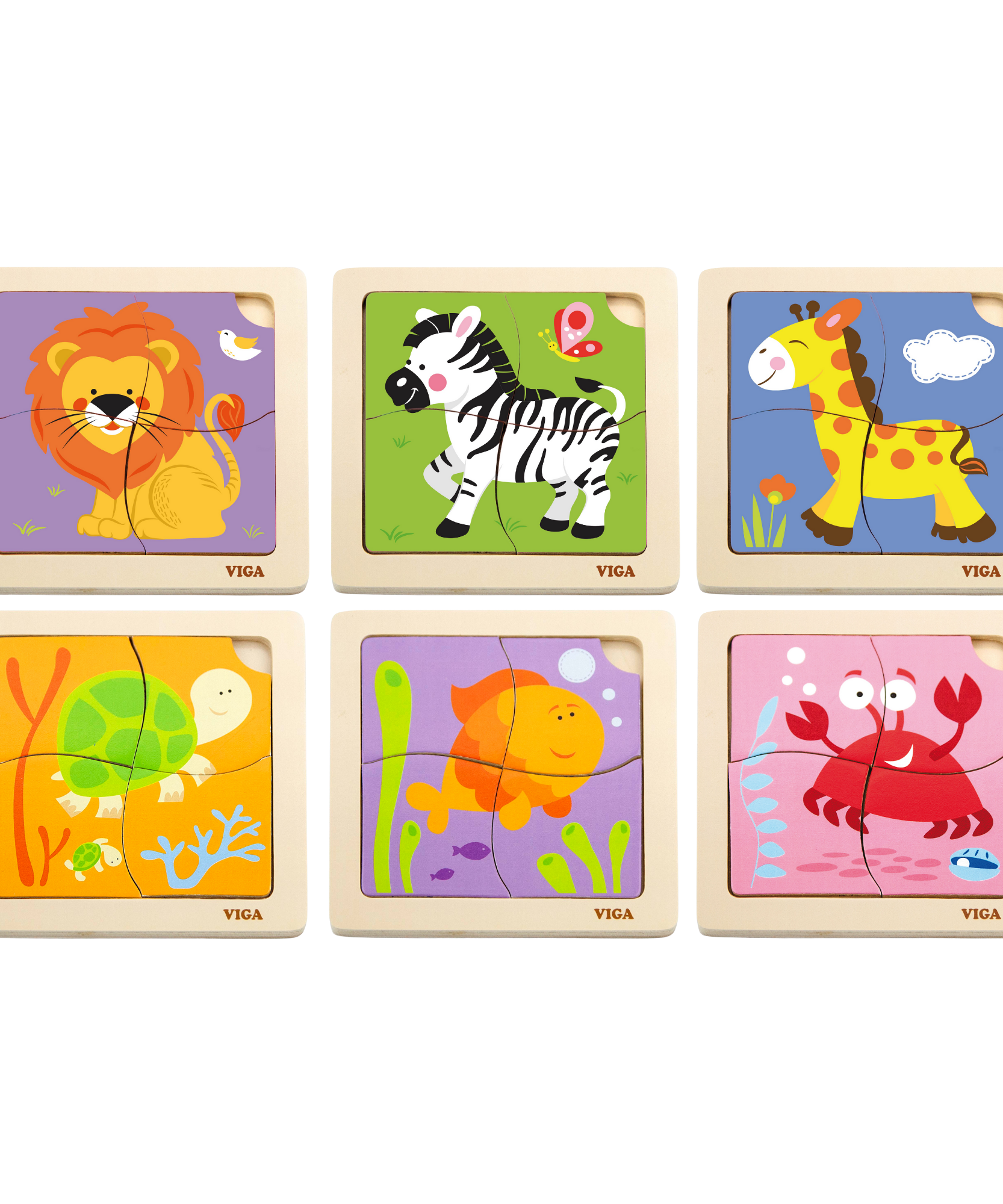 مجموعة فيجا من 12 قطعة أحجية مكعبات من 4 قطع، لعبة مونتيسوري الخشبية، تنمي المهارات الحسية والإدراكية والحركية الدقيقة، لعبة تعليمية للأطفال غير سامة وصديقة للبيئة، مناسبة للأولاد والبنات من سن 18 شهرًا فما فوق