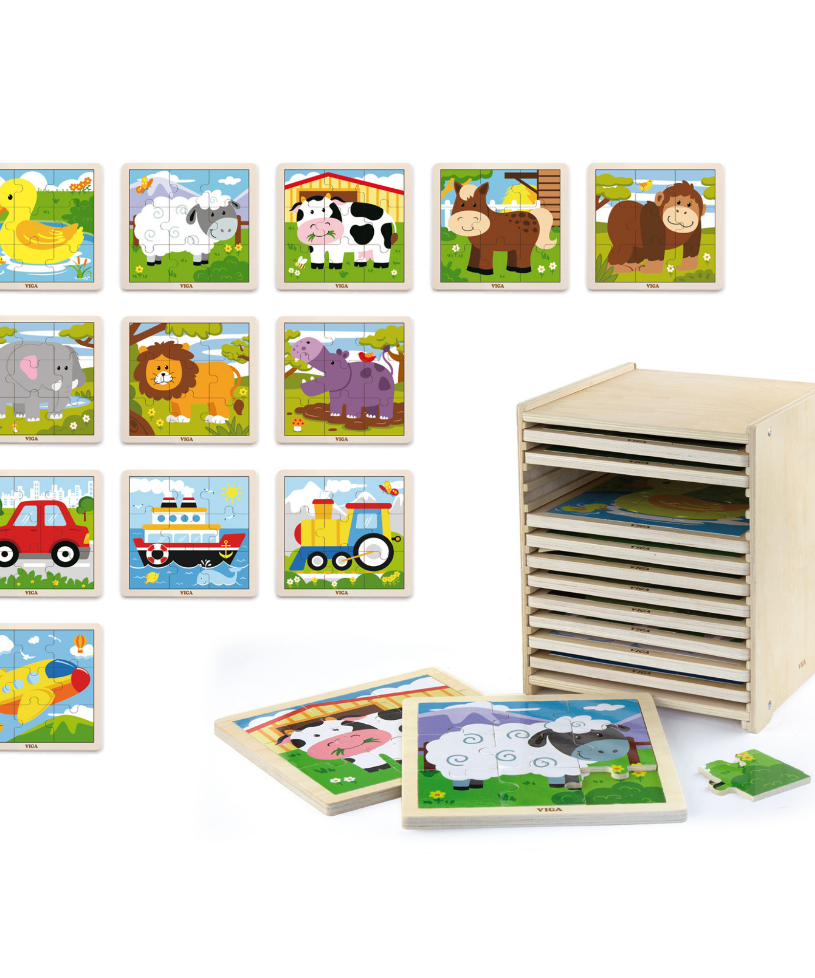 مجموعة فيجا من 12 قطعة من أحجية الصور المقطوعة، لعبة مونتيسوري الخشبية، تنمي المهارات الحسية والإدراكية والحركية الدقيقة، لعبة تعليمية للأطفال غير سامة وصديقة للبيئة، مناسبة للأولاد والبنات من عمر سنتين فما فوق