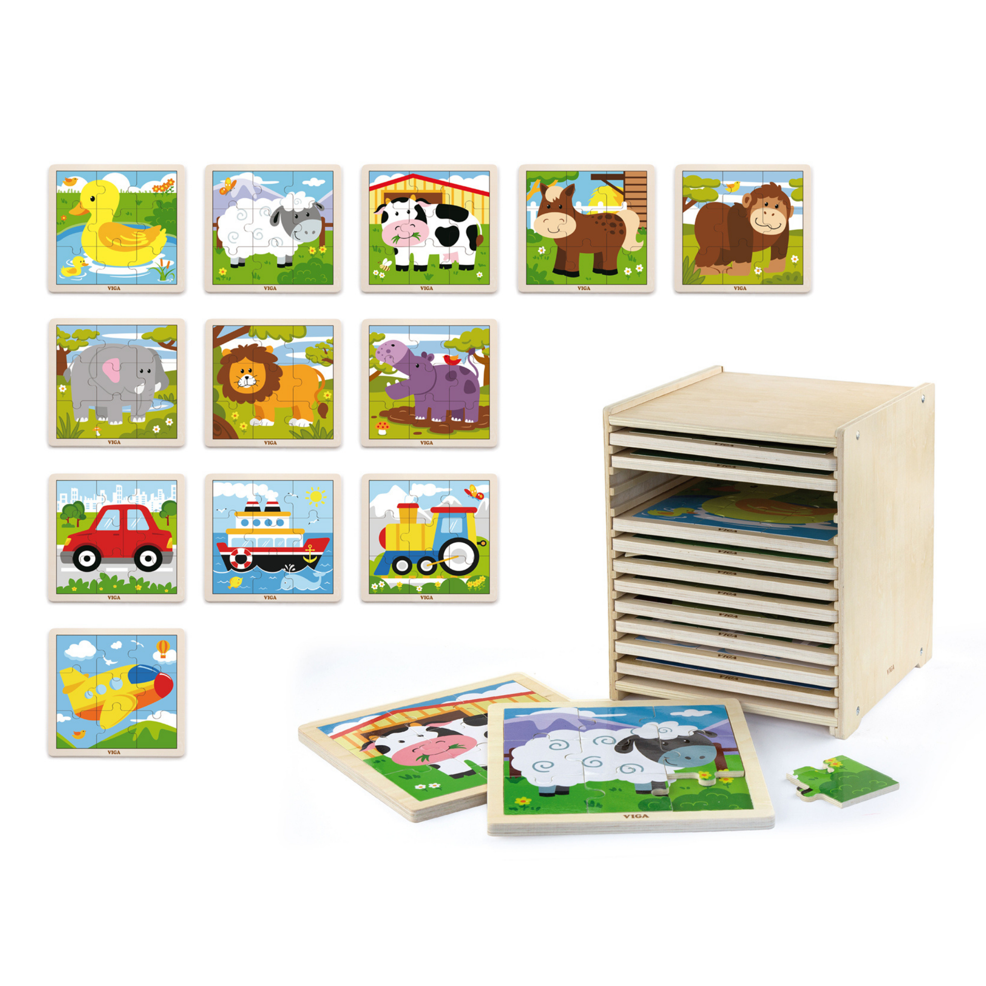 مجموعة فيجا من 12 قطعة من أحجية الصور المقطوعة، لعبة مونتيسوري الخشبية، تنمي المهارات الحسية والإدراكية والحركية الدقيقة، لعبة تعليمية للأطفال غير سامة وصديقة للبيئة، مناسبة للأولاد والبنات من عمر سنتين فما فوق