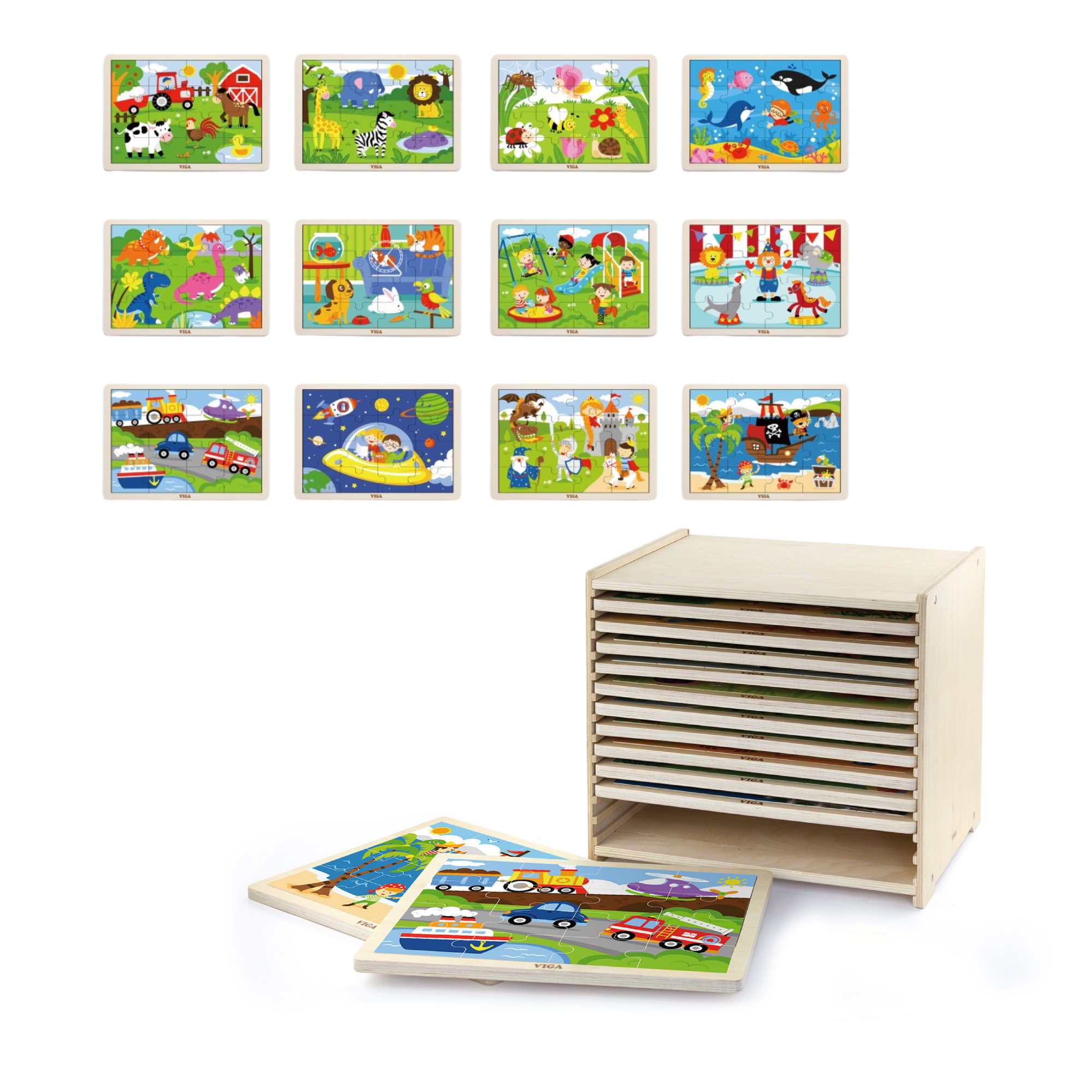 مجموعة فيجا من 12 قطعة من أحجية الصور المقطوعة، لعبة مونتيسوري الخشبية، تنمي المهارات الحسية والإدراكية والحركية الدقيقة، لعبة تعليمية للأطفال غير سامة وصديقة للبيئة، مناسبة للأولاد والبنات من عمر سنتين فما فوق