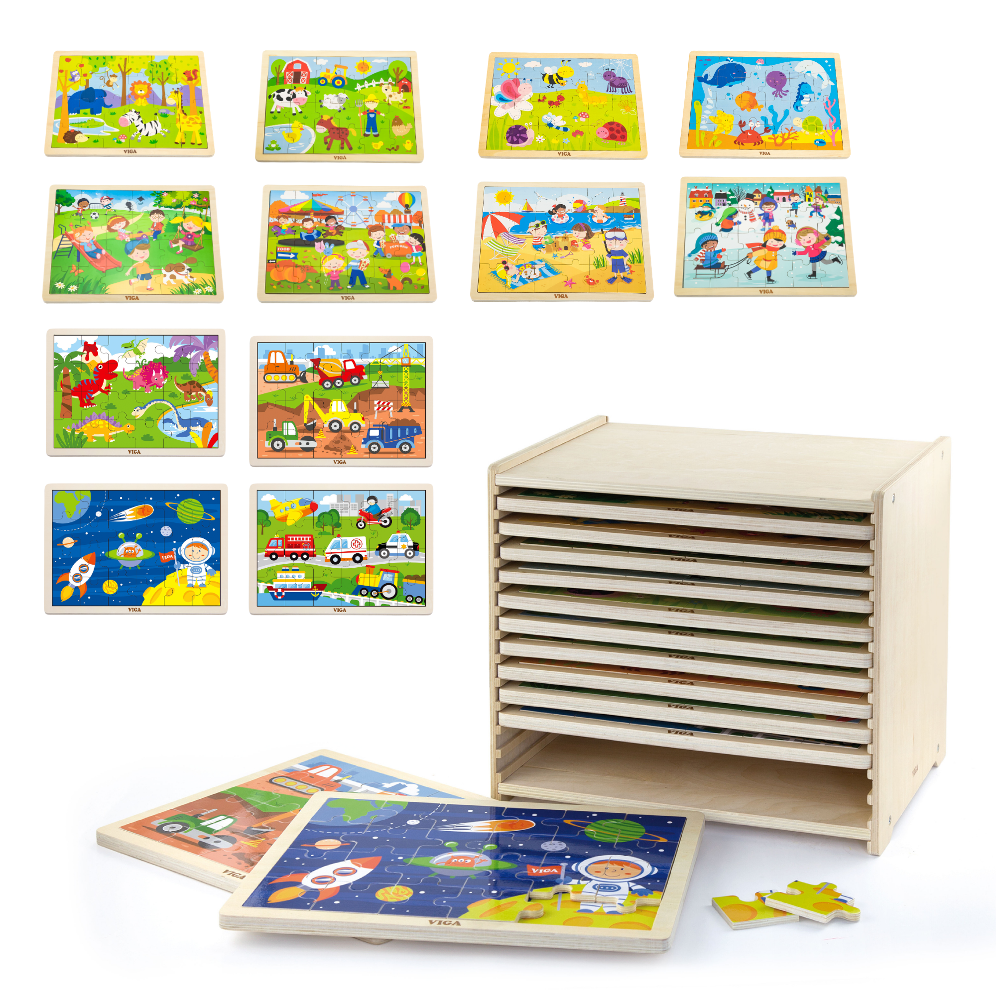 مجموعة فيجا من 12 قطعة، 24 قطعة من أحجية الصور المقطوعة، لعبة مونتيسوري الخشبية، تنمي المهارات الحسية والإدراكية والحركية الدقيقة، لعبة تعليمية للأطفال غير سامة وصديقة للبيئة، مناسبة للأولاد والبنات من عمر سنتين فما فوق