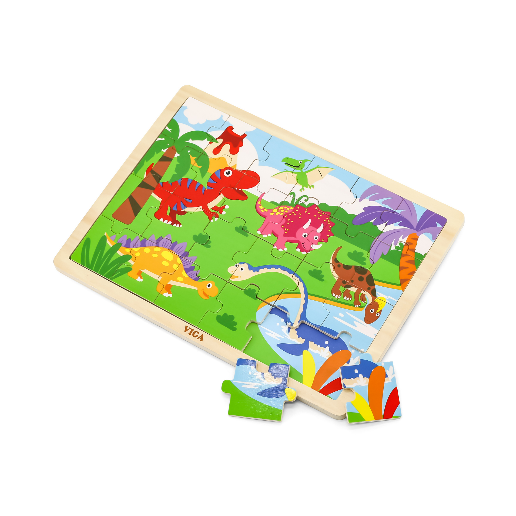 لعبة أحجية الصور المقطوعة من فيجا ديناصورات، مكونة من 24 قطعة، لعبة مونتيسوري الخشبية، تنمي المهارات الحسية والإدراكية والحركية الدقيقة، لعبة تعليمية للأطفال غير سامة وصديقة للبيئة، مناسبة للأولاد والبنات من عمر سنتين فما فوق
