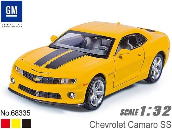 D-Power Chevrolet Camaro SS Die-Cast Model Car – 1:32 Scale, Yellow, Pull-Back Muscle Car Toy, Ages 3+