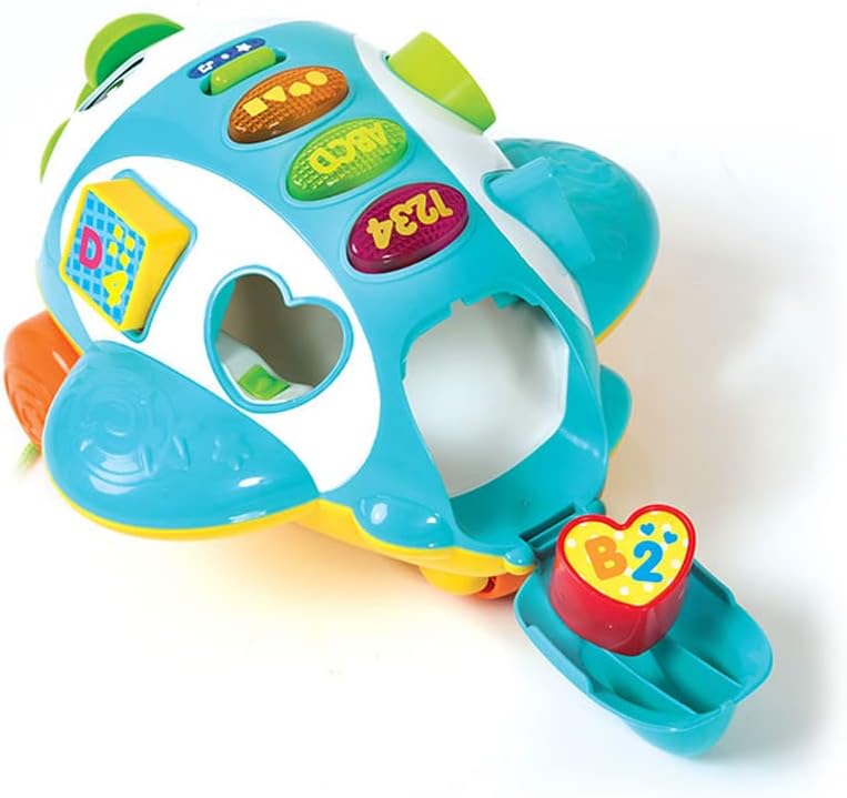 Winfun Sort N Learn Pull Along Plane for Toddlers Age 12 Months and Up with Shape Sorter, Talking Features, Music, and Flashing Lights