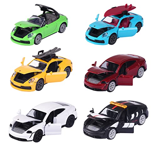 Majorette Porsche Deluxe Cars Assortment – Die-Cast 911 Carrera S Coupe & Cabrio, 1:64 Scale, Collector’s Box, 6 Assorted Models