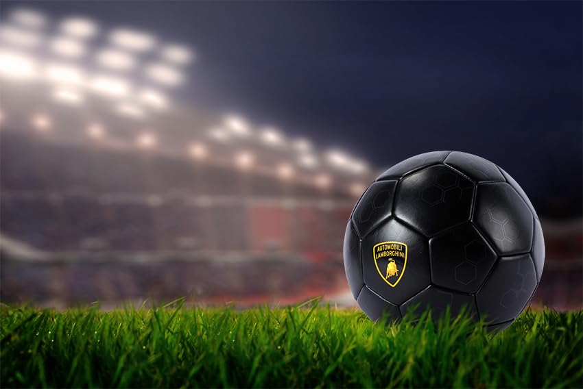 Lamborghini Size 5 Soccer Ball B552, Premium Training Football, Black Design, Match Day Play, Kids & Teens, Ages 6+