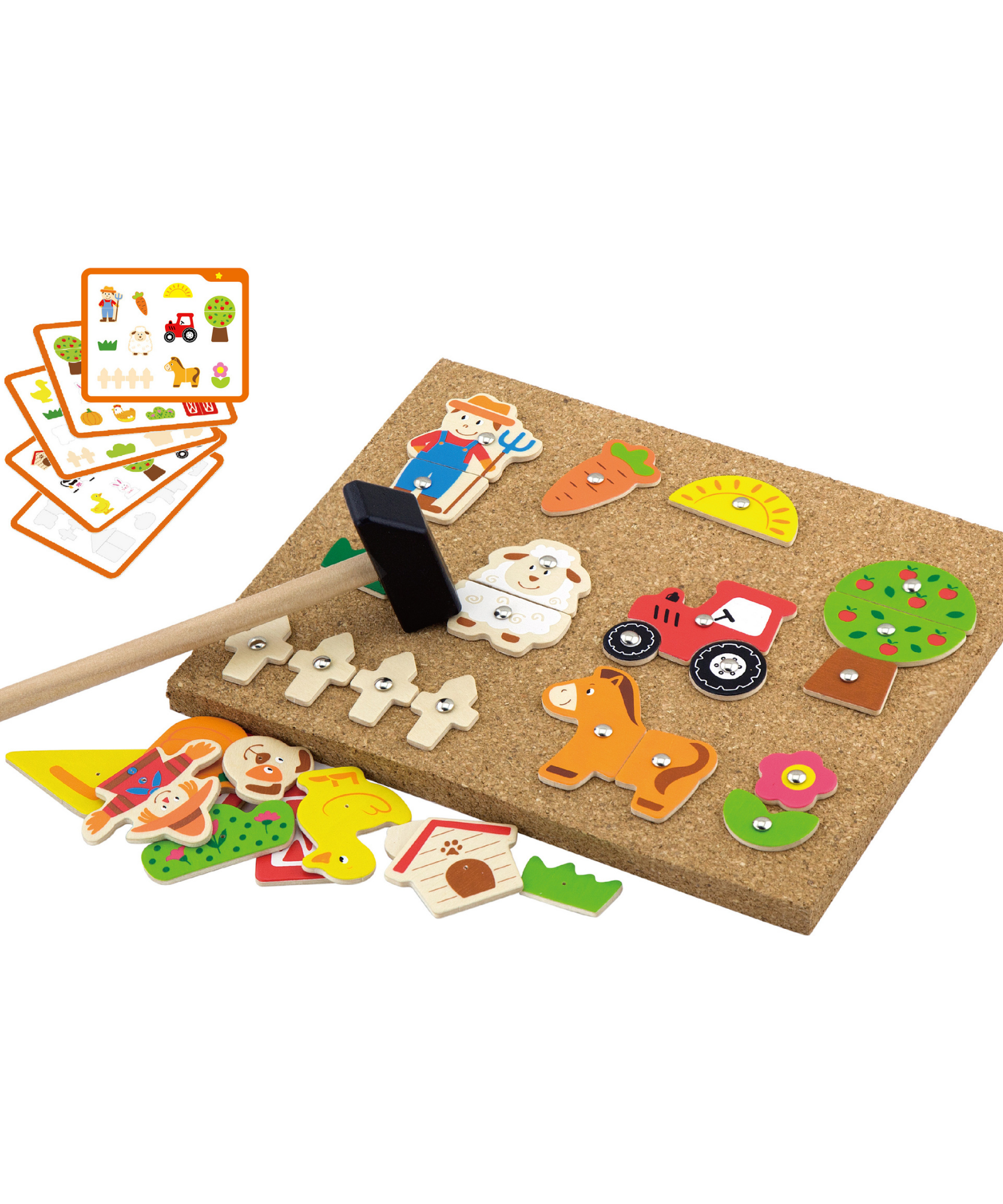 مجموعة ألعاب مزرعة فيجا تاك زاب، لعبة مطرقة خشبية من مونتيسوري مع 24 قطعة مزرعة، تنمي المهارات الحركية الدقيقة والمنطق، لعبة تعليمية صديقة للبيئة وغير سامة، للأولاد والبنات من سن 4 سنوات فما فوق