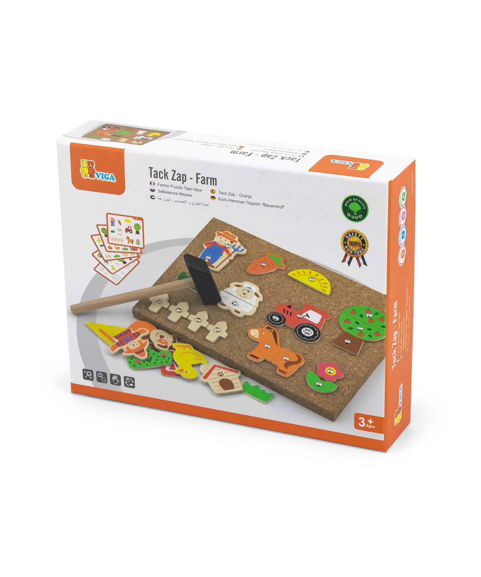 مجموعة ألعاب مزرعة فيجا تاك زاب، لعبة مطرقة خشبية من مونتيسوري مع 24 قطعة مزرعة، تنمي المهارات الحركية الدقيقة والمنطق، لعبة تعليمية صديقة للبيئة وغير سامة، للأولاد والبنات من سن 4 سنوات فما فوق