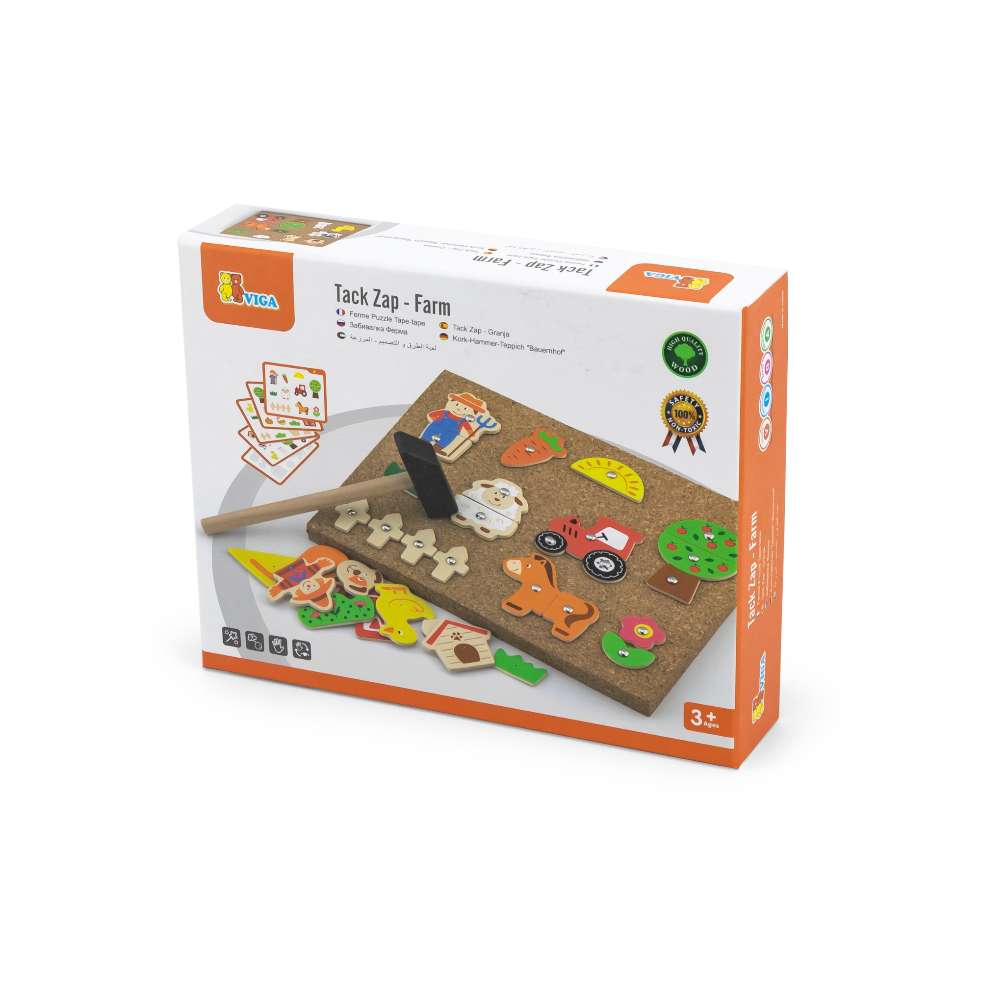 مجموعة ألعاب مزرعة فيجا تاك زاب، لعبة مطرقة خشبية من مونتيسوري مع 24 قطعة مزرعة، تنمي المهارات الحركية الدقيقة والمنطق، لعبة تعليمية صديقة للبيئة وغير سامة، للأولاد والبنات من سن 4 سنوات فما فوق