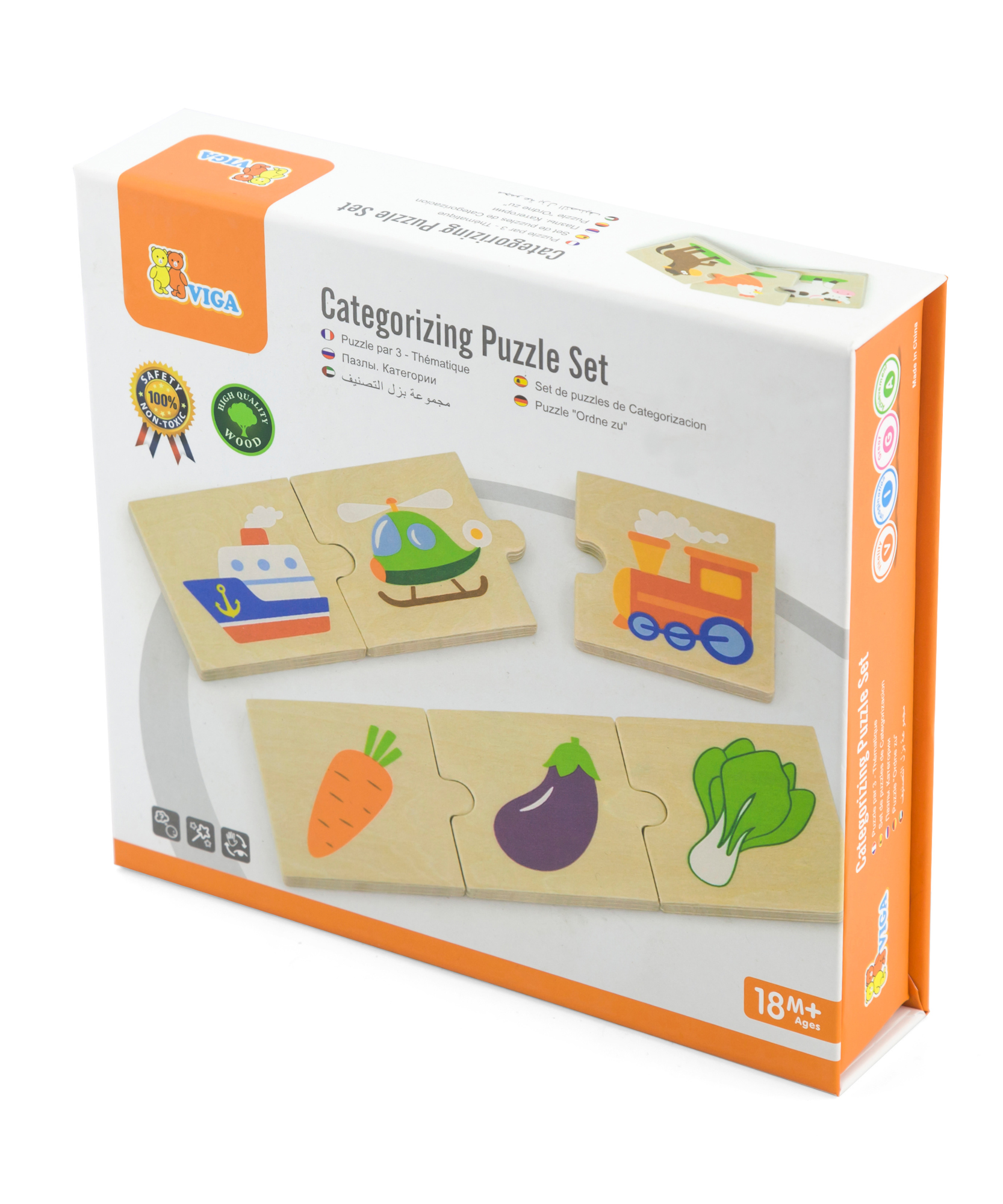 Viga General Categorizing, 24 Piece Mix & Match Puzzle, Montessori Wooden Toy, Develops Sensory, Cognitive & Fine Motor Skills, Non-Toxic & Eco-friendly Kids Educational Toy, 18M+