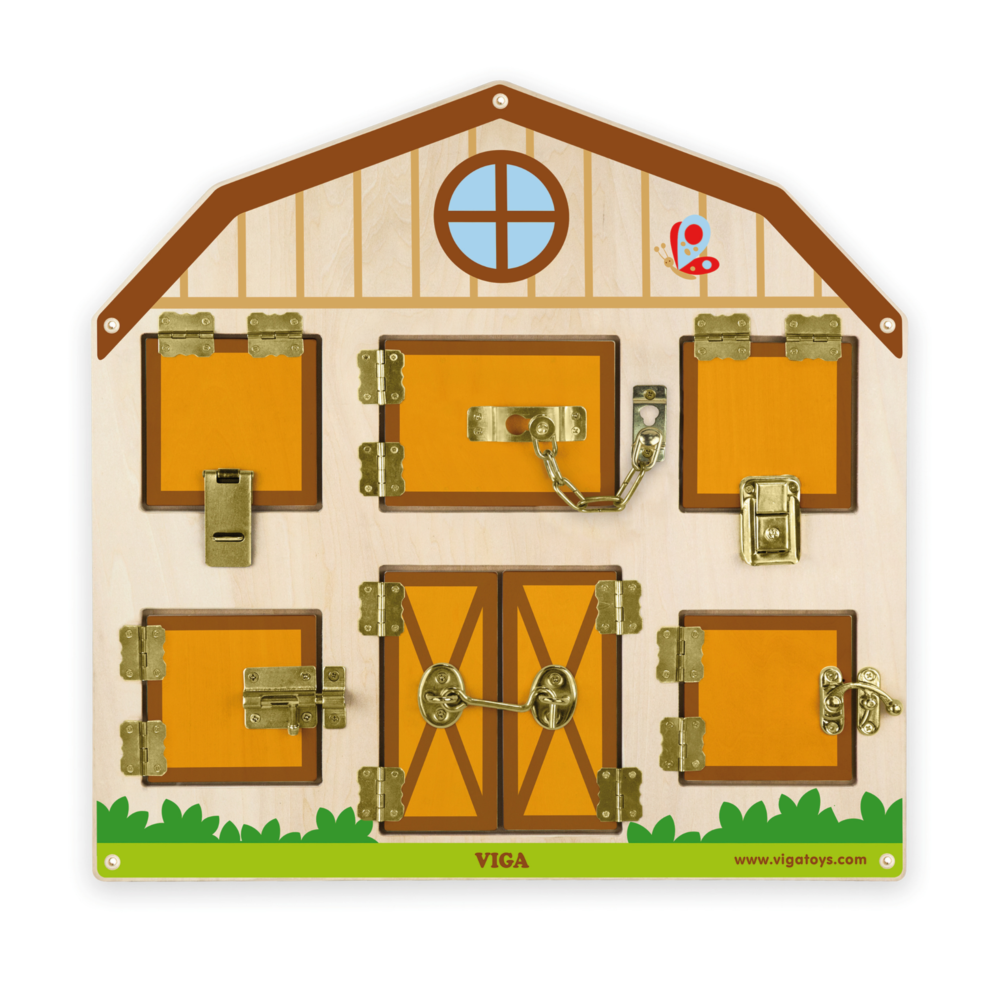 لعبة فيجا للحائط قابلة للقفل والفتح، لوحة حسية خشبية من مونتيسوري، تُنمي المهارات الحركية الدقيقة وحل المشكلات، صديقة للبيئة وغير سامة، متينة، تُثبت على الحائط للأطفال الصغار من عمر 18 شهرًا فما فوق