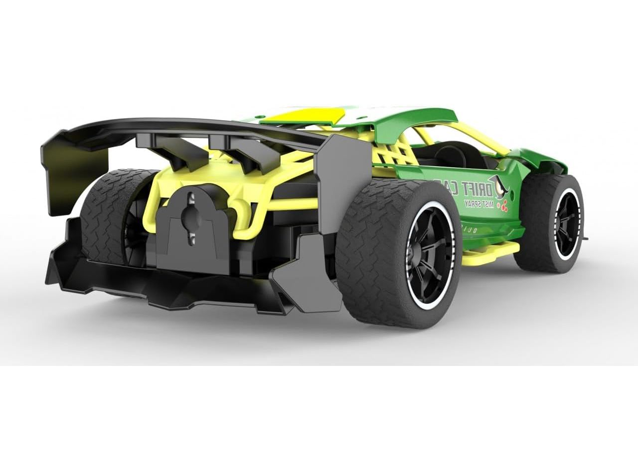Crazon 1:14 Scale High-Speed Green Drift RC Car with Smoke Effects, Sound, 4-Direction Remote Control, Rechargeable Battery, for Kids 3+