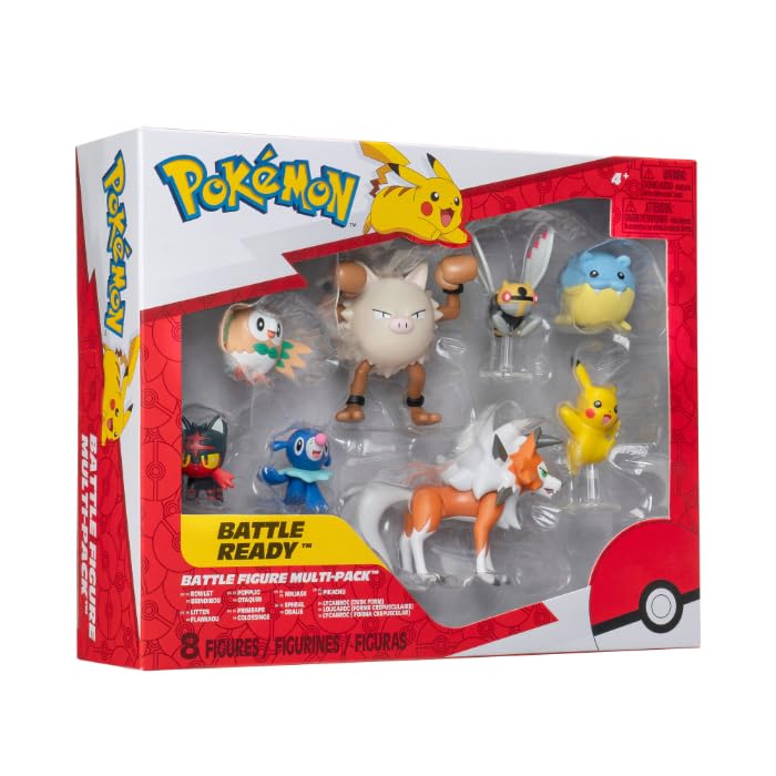 Pokémon Fighting Figure Toy Set, 8 Piece Collection with 5 cm and 8 cm Action Figures, Authentic Battle Characters, Official Jazwares Figures, Ages 6 Years and Up