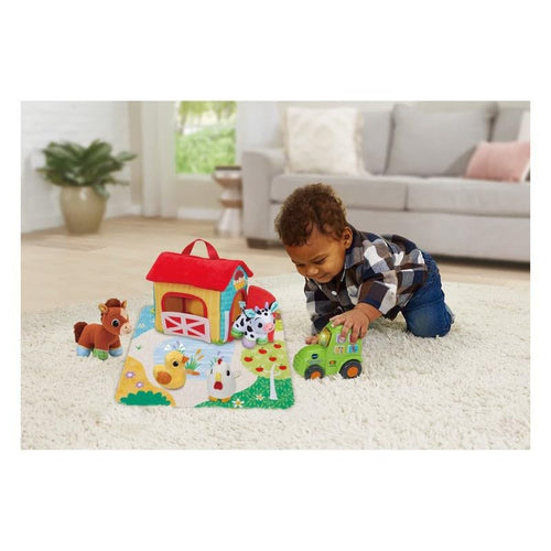 VTech Farmyard Animals Soft Play Set – Interactive Baby Toy with Plush Farm Animals, Tractor & Play Mat | Teaches Animal Sounds, Music & Imaginative Play | Portable Barn Storage