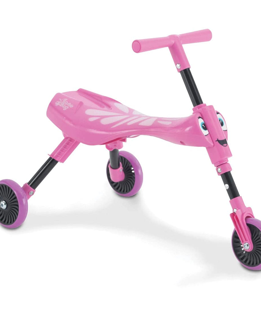 Mookie Scuttlebug Butterfly Foldable 3-Wheel Ride-On Trike with Caster Wheels, Indoor and Outdoor Push Bike for Toddlers, 1Y+ Years