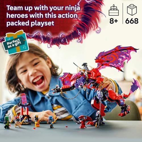 LEGO NINJAGO Thunderfang Dragon of Chaos Toy - Building Set w/ 6 Ninja Minifigures & a Dragon Figure - Gift for 8+ Year Old Boys, Girls & Dragons Rising Fans - Holiday Treat - 71832