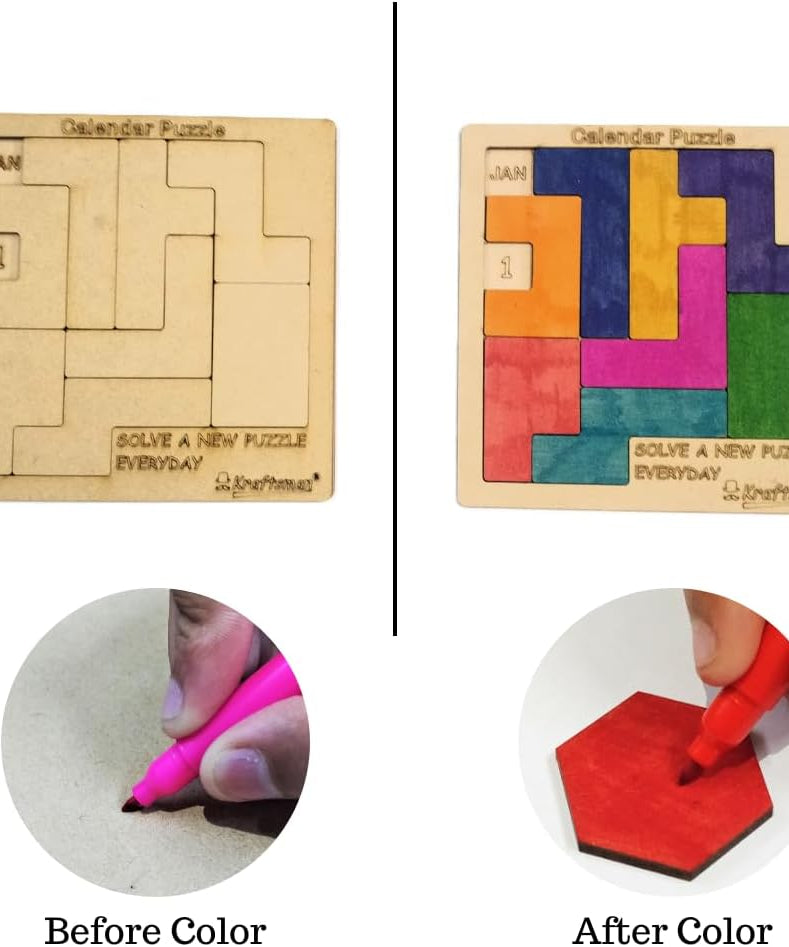 Color Your Own Calendar Puzzle 365 Puzzles in 1 with Sketch Color Kit Portable DIY Brain Teaser for Kids Ages 4+