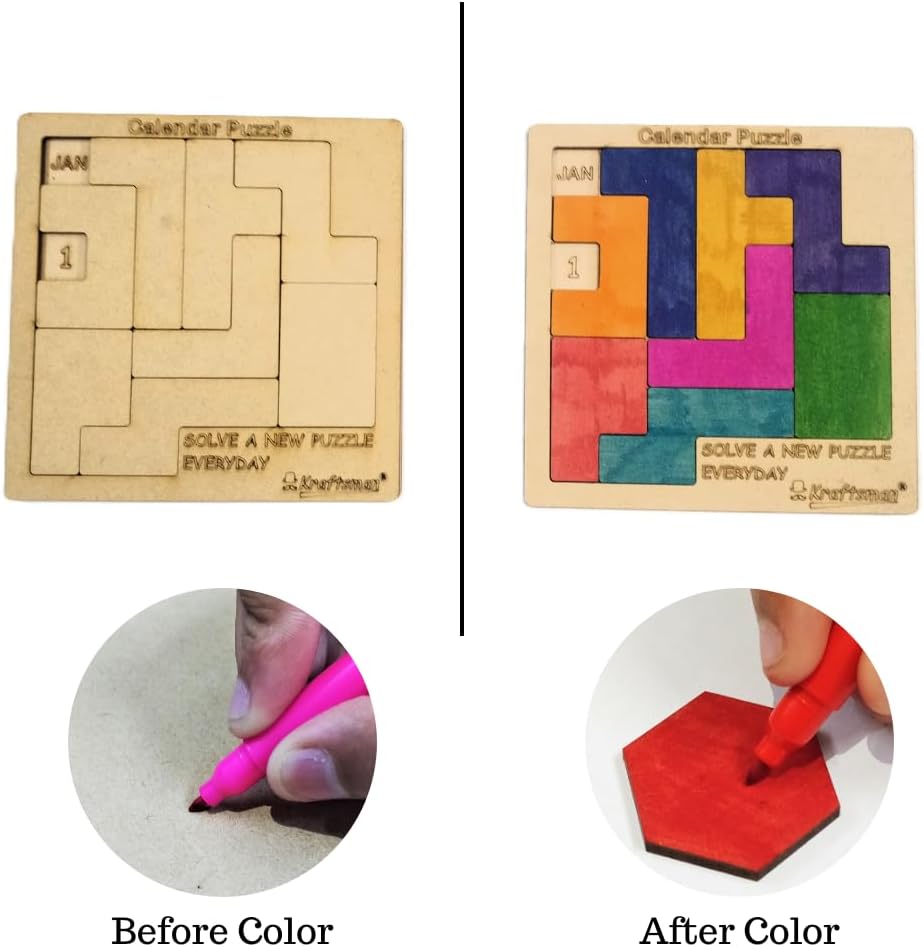 Color Your Own Calendar Puzzle 365 Puzzles in 1 with Sketch Color Kit Portable DIY Brain Teaser for Kids Ages 4+