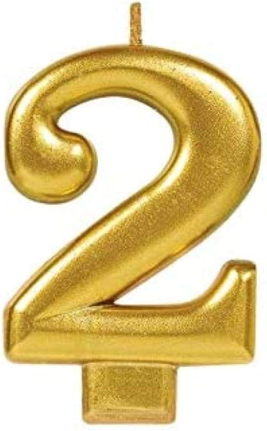 Amscan #2 Metallic Birthday Candle | Gold | Party Supply | 1 piece