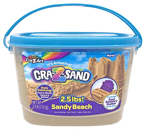 Cra-Z Sand Sandy Beach 2.5 lbs Sensory Play Sand with Cutter Non Toxic Never Drying Fun for Boys and Girls Ages 6+