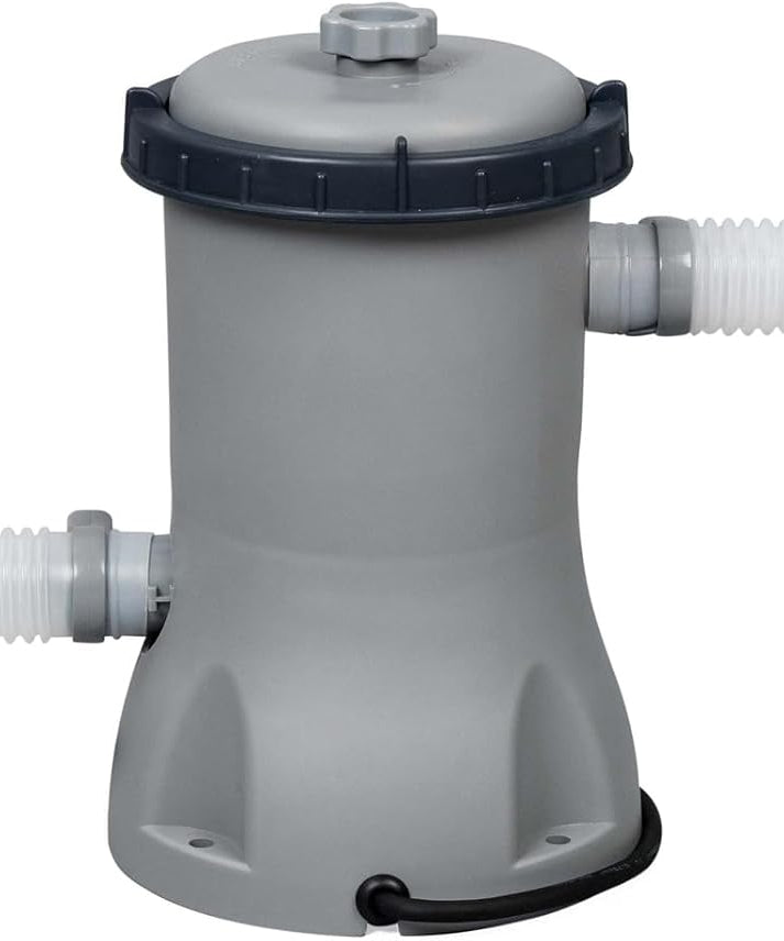 Bestway Power Steel™ Rectangular Above Ground Pool Set 13'6" x 6'7" x 48" (4.12m x 2.01m x 1.22m), Grey Rattan Design, Filter Pump & Ladder Included – Ages 18+