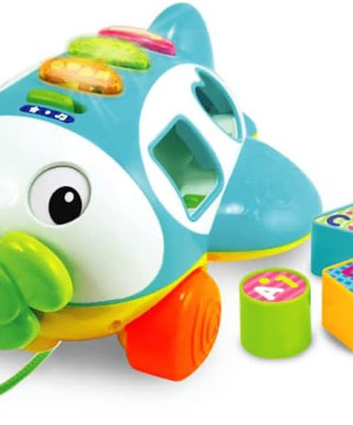 Winfun Sort N Learn Pull Along Plane for Toddlers Age 12 Months and Up with Shape Sorter, Talking Features, Music, and Flashing Lights