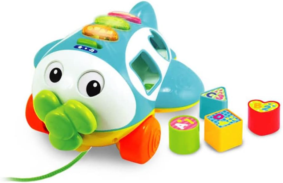 Winfun Sort N Learn Pull Along Plane for Toddlers Age 12 Months and Up with Shape Sorter, Talking Features, Music, and Flashing Lights