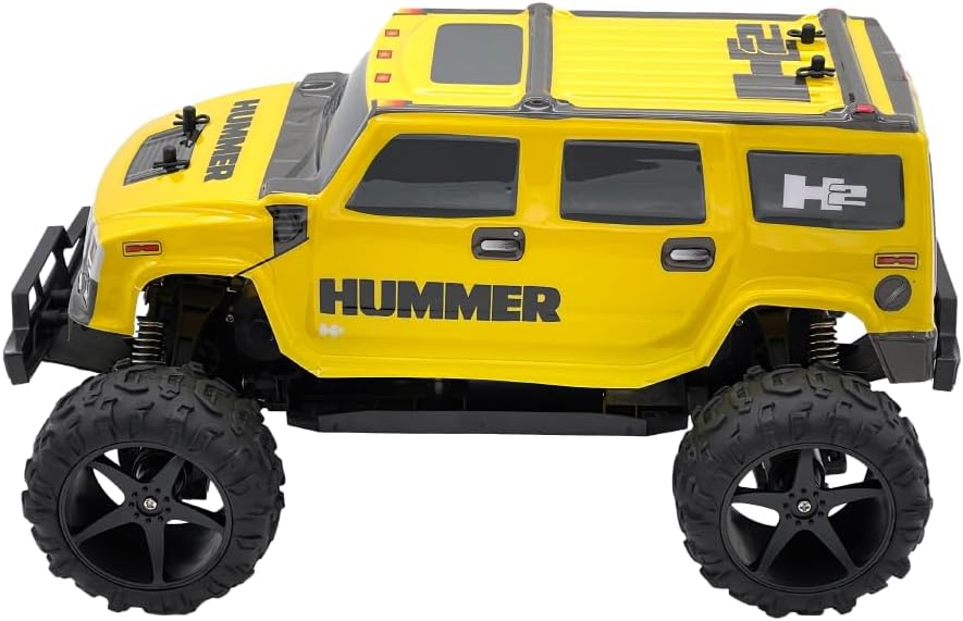 D-Power 1:10 Yellow HUMMER H2 RC Car, 2.4GHz Remote Control Off-Road SUV, USB Rechargeable 7.4V Battery, Ages 6+