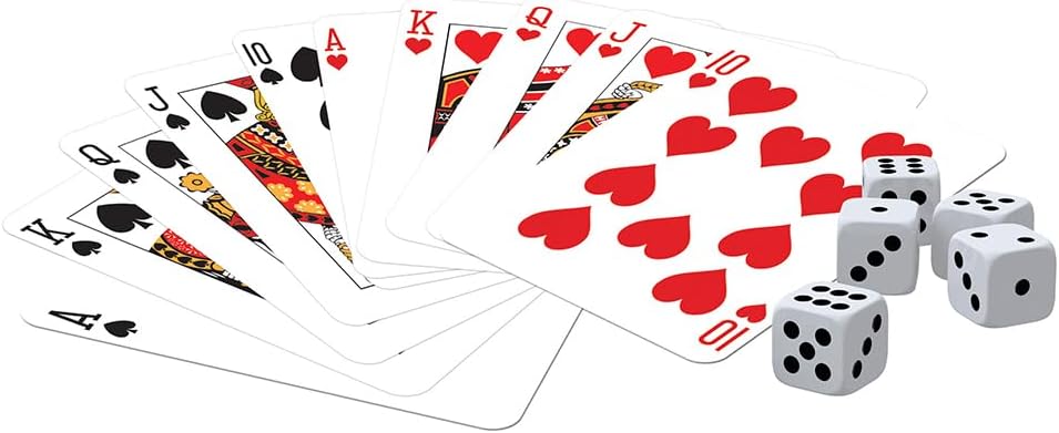 Ambassador Classic Games, 2 Decks Playing Cards, 5 Dice, Portable Pack, Ages 6+