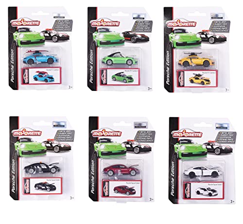 Majorette Porsche Deluxe Cars Assortment – Die-Cast 911 Carrera S Coupe & Cabrio, 1:64 Scale, Collector’s Box, 6 Assorted Models