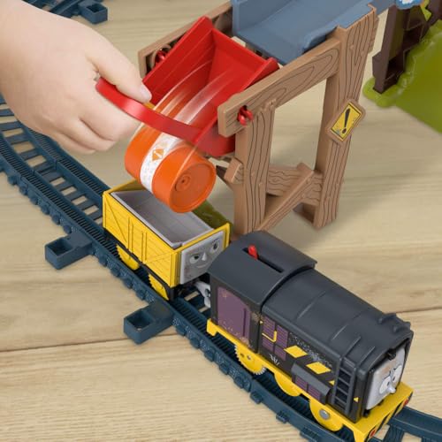 Thomas & Friends JBW20 Battery Operated Toy Train Set Diesels Construction Site Set with Rails and Cargo for Nursery Children from 3 Years [Multicoloured]