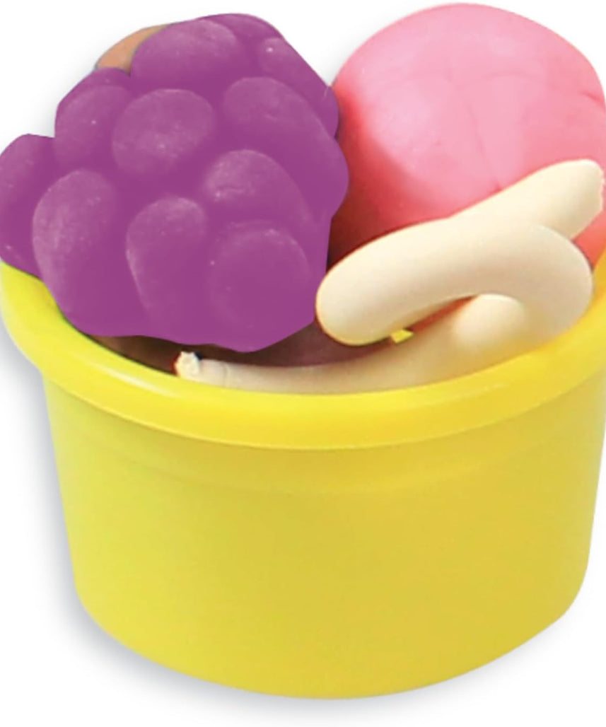 Simba A&F Dough Set Fruit Bucket, 16-Piece Modeling Playset for Creative Play, Safe Soft Dough with Fruit Shapes, Art and Fun Activity Set for Kids 3+