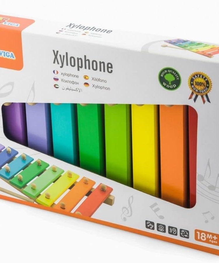 Glooke Selected Viga Wooden Xylophone - Educational MUSical Instrument Toy For Kids Ages 1+ Year, Multi-Coloured