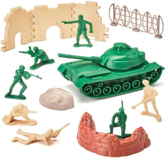 MOJO Army Bucket Playset 100-Piece Military Toy Figures Set for Kids Plastic Soldiers Accessories for Imaginative Play Ages 3 and Up