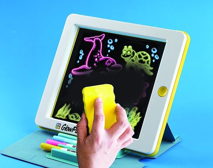 AMAV Toys - Premium Glow Pad - a Portable Hi-Tech Drawing Board, Tablet-Size with 7 Interchanging Blinking Colorful Lights and 3 Special Markers