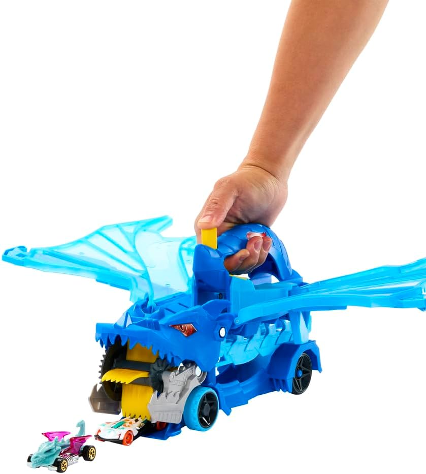 Hot Wheels City Toy Car Track Set, Ultimate Dual Dragon Transporter & 2 Die-Cast Cars, Large-Scale Dragon & Detachable Dragon, Stores 20+ Vehicles