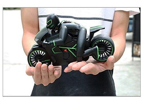 Crazon 1:18 High-Speed RC Motorcycle, Green, 2.4GHz Remote Control, Rechargeable Battery, 3+