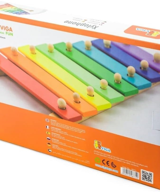 Glooke Selected Viga Wooden Xylophone - Educational MUSical Instrument Toy For Kids Ages 1+ Year, Multi-Coloured