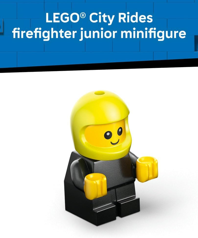 LEGO City Rides – Fire Engine Toy - Emergency Vehicles Building Set w/a Firefighter Junior Minifigure - Party Bag Fillers - Small Collectible Gift for 5+ Year Old Boys - 60482