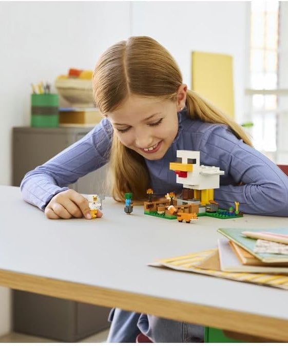 LEGO Minecraft Chicken Farm - Building Toy w/a Chicken Fan Minifigure, Baby Zombie & Fox Mob Figures - Gamer Gift for 7+ Year Old Boys & Girls - 21585