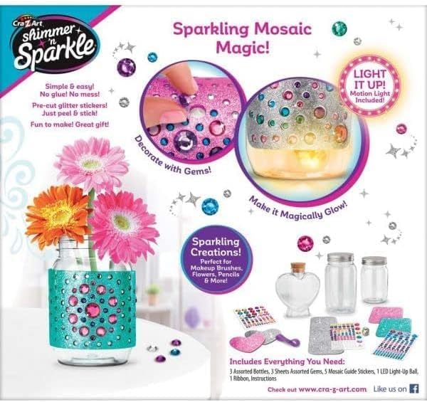 Shimmer N’ Sparkle Make Your Own Stained Glass & Inspirational Rock Art Kit, DIY Arts & Crafts Set for Kids Ages 8+, Paint, Glitter, Gems, Sequins, Foil, Brushes Included