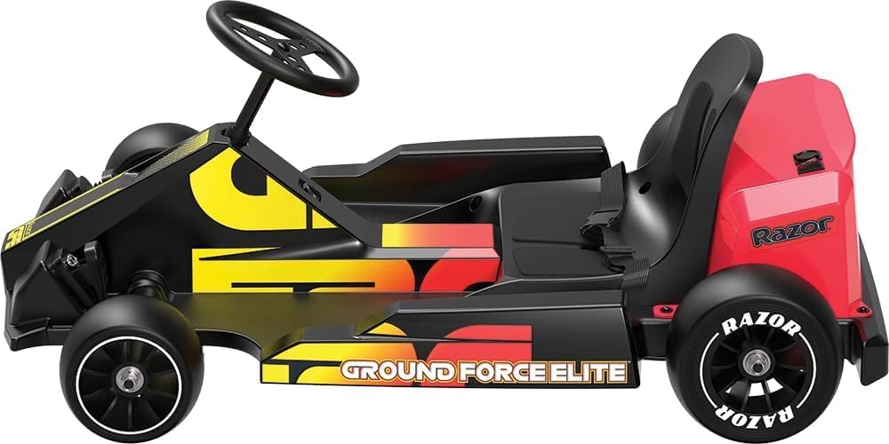 Razor Ground Force Elite Electric Go Kart, 36V Battery Powered Ride On, 350W Motor, Up to 14 MPH Speed, 40 Min Runtime, Forward and Reverse Drive, Racing Style Kart for Teens 13+